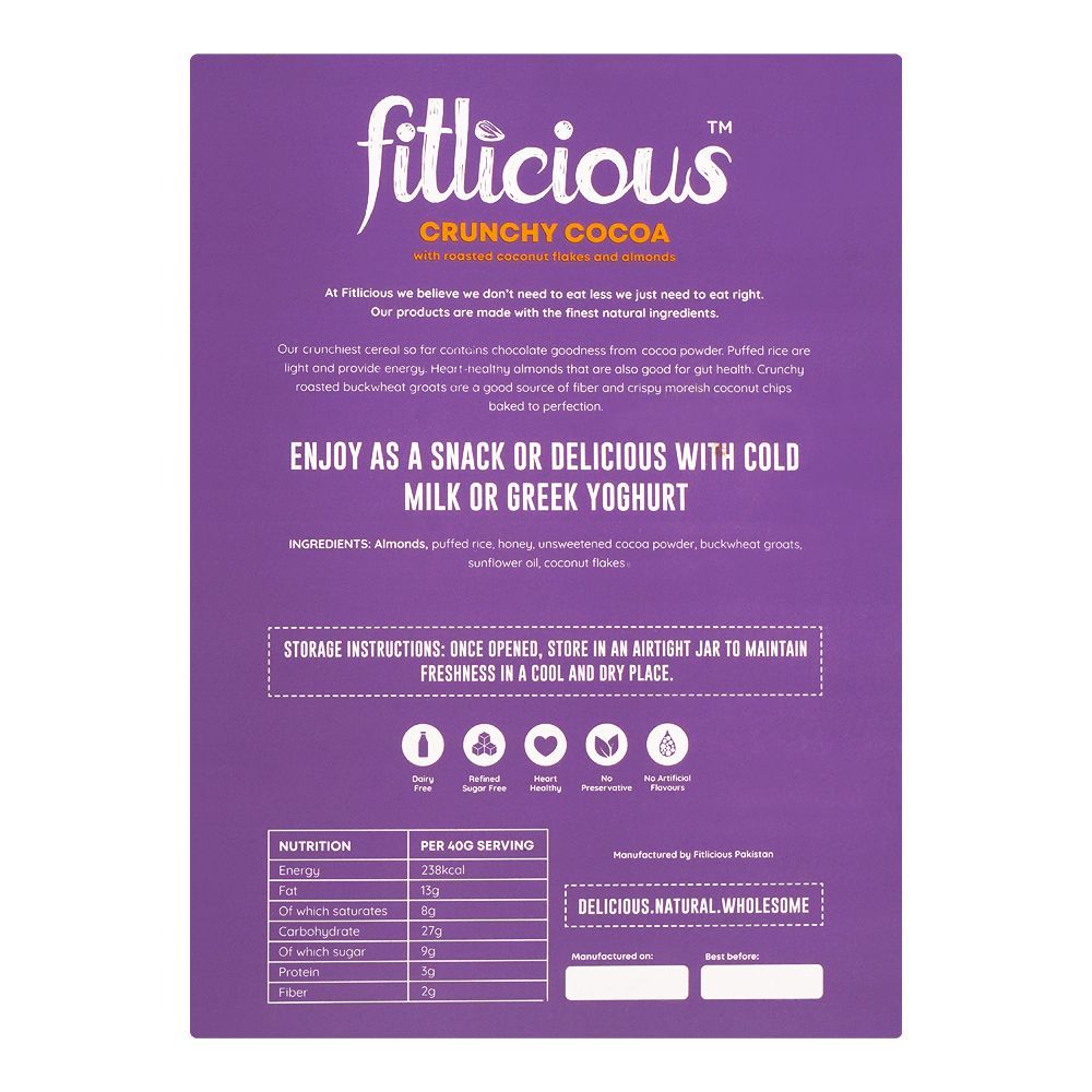 Fitlicious Crunchy Cocoa Cereal, 300g - Main Image