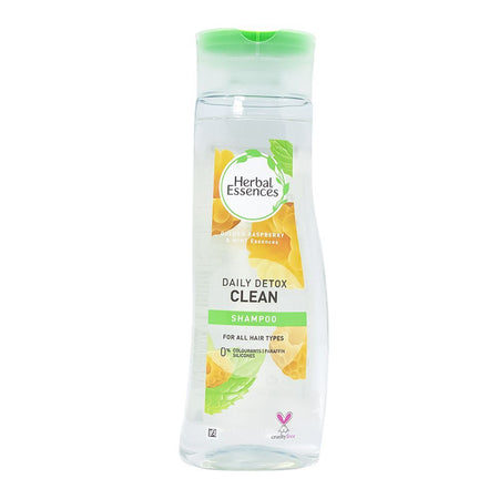 Herbal Essences Daily Detox Clean Golden Raspberry & Mint Essences Shampoo, For All Hair Types, 0% Colourants, Paraffin, Silicones, Cruelty-Free, 400ml - Main Image