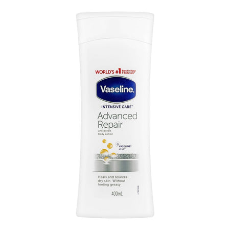 Vaseline Intensive Care Advanced Repair Unscented Body Lotion, Heals & Relieves Dry Skin Without Feeling Greasy, 400ml - Main Image