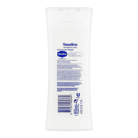 Vaseline Intensive Care Advanced Repair Unscented Body Lotion, Heals & Relieves Dry Skin Without Feeling Greasy, 400ml - Image 2