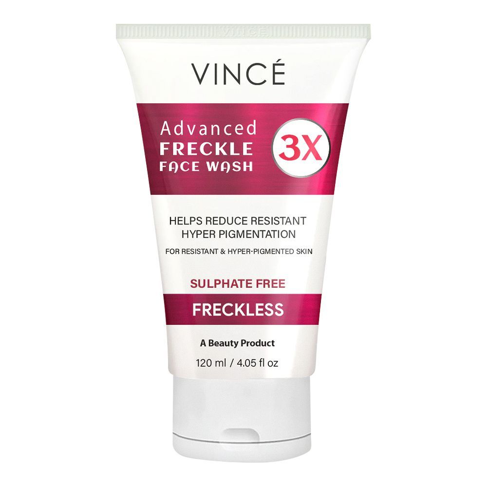 Vince Advanced Freckle Face Wash 3x, Helps Reduce Resistant  Hyper Pigmentation, For Resistant & Hyper-Pigmented Skin, Sulphate Free, Freckless, 120ml - Main Image