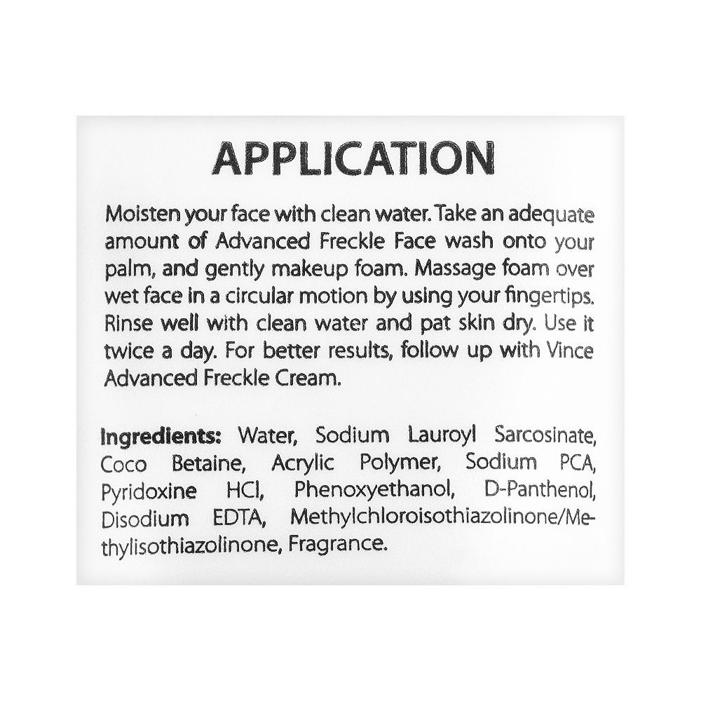 Vince Advanced Freckle Face Wash 3x, Helps Reduce Resistant  Hyper Pigmentation, For Resistant & Hyper-Pigmented Skin, Sulphate Free, Freckless, 120ml - Image 3