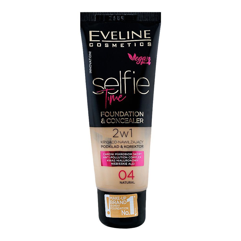 Eveline Selfie Time 2-In-1 Foundation & Concealer, 04 Natural, 30ml - Main Image