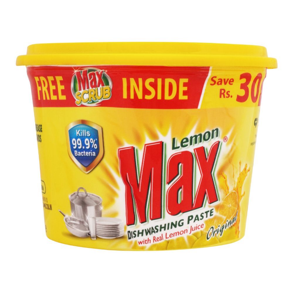 Max Lemon Dishwashing Paste Original, Yellow, With Real Lemon Juice, Tough On Grease, Soft On Hands, With Glycerin, 750g - Image 2