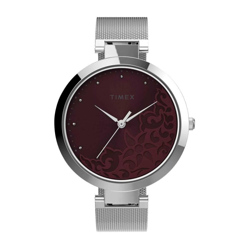 Timex Women's Maroon Round Dial With Chrome Bracelet Analog Watch, TW2V20600 - Main Image