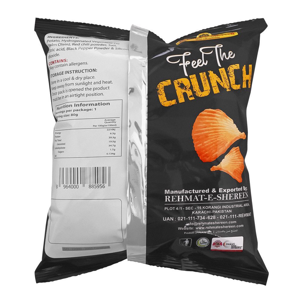 Rehmat-e-Shereen Crunchees, Hot & Spicy Chips, 80g - Image 2
