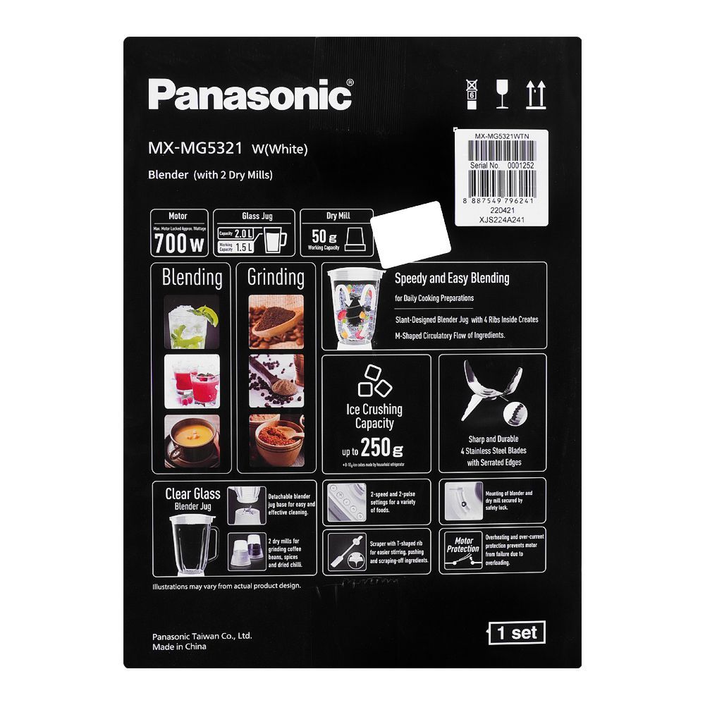 Panasonic Blender MG-5321, White, Blender With 2 Dry Mills, 700W - Image 5