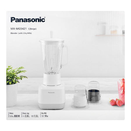 Panasonic Blender MG-5421, Beige, Blender With 2 Dry Mills, 800W - Image 3