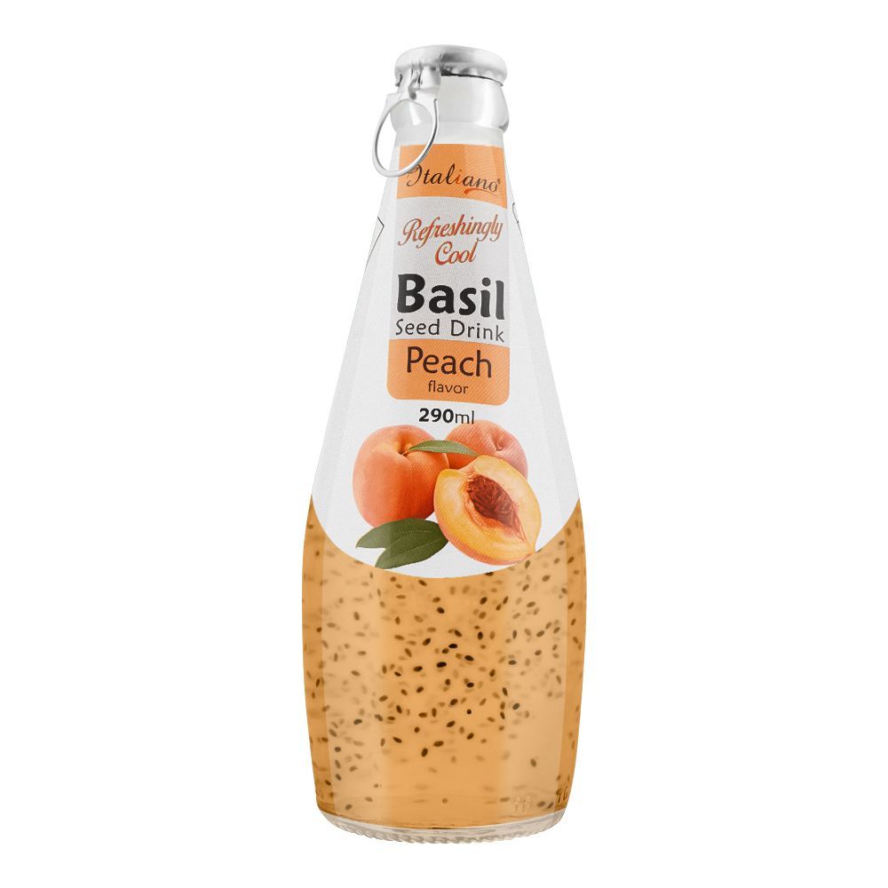 Italiano Peach Flavor Basil Seed Drink, 290ml - Main Image