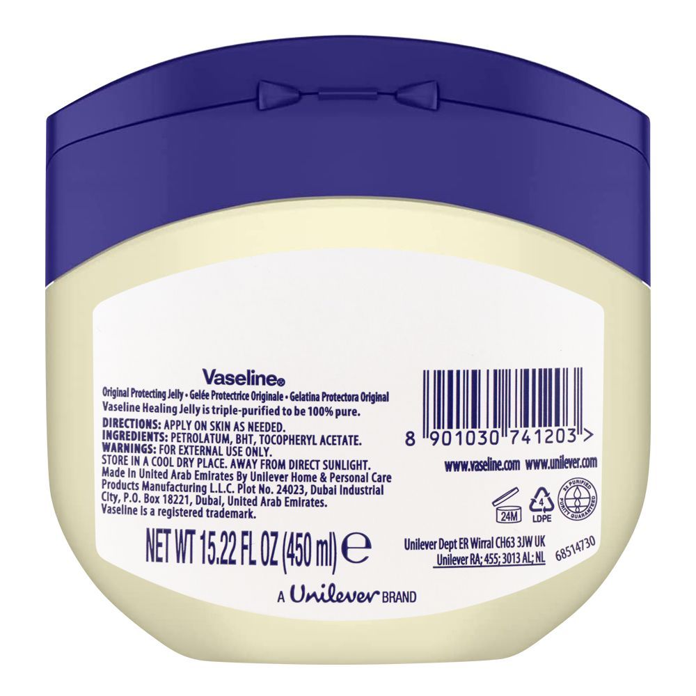 Vaseline Original Protecting Petroleum Jelly, Dermatologist Tested, Skin Protectant, 450ml - Image 3