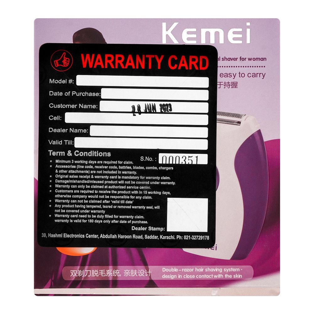 Kemei Lady Shaver, KM-280R - Image 3