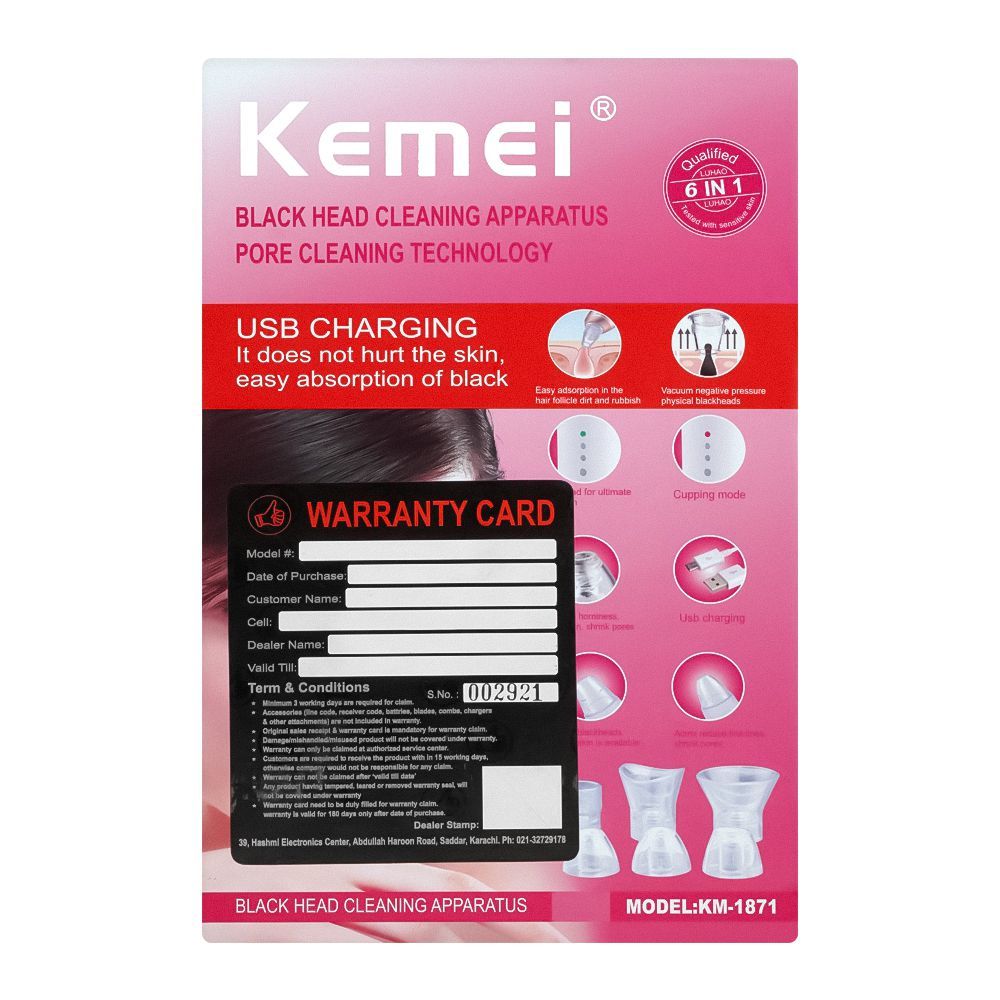 Kemei Blackhead Remover, USB Charging, KM-1871 - Image 3