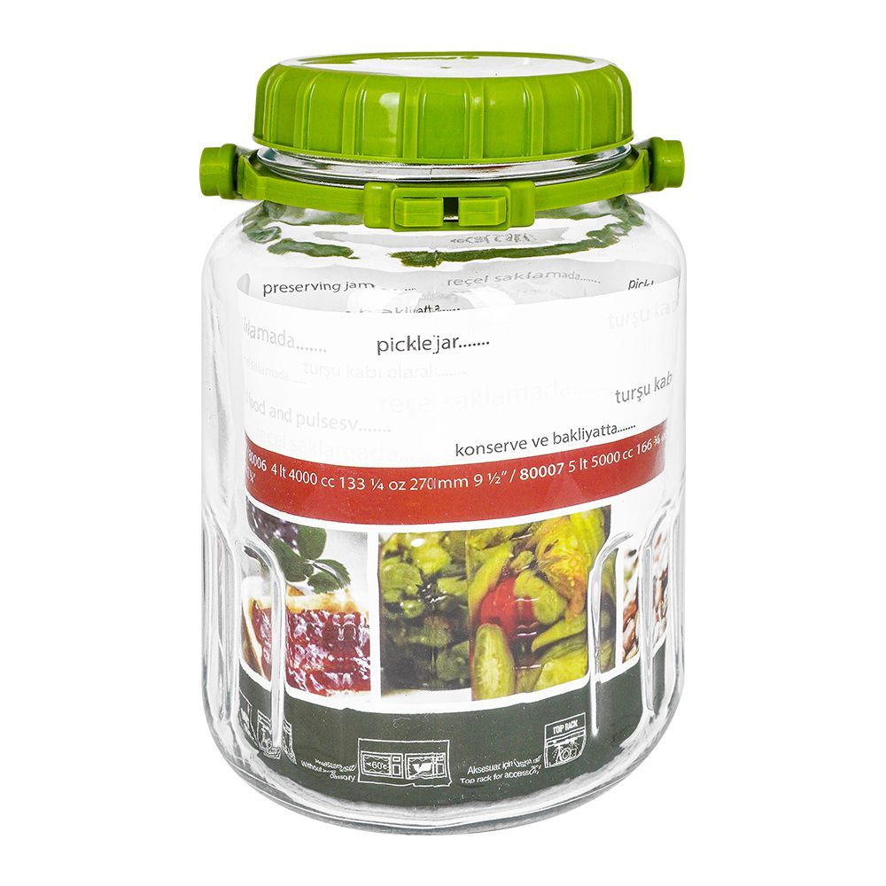 Pasabahce Glass Jar With Green Lid, Glass Storage Containers, 3 Liter, 80005-59 - Main Image
