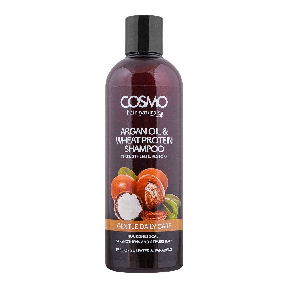 Cosmo Hair Naturals Gentle Daily Care Argan Oil & Wheat Protein Shampoo, Straightens & Restore, Nourishes Scalp, 480ml - Main Image