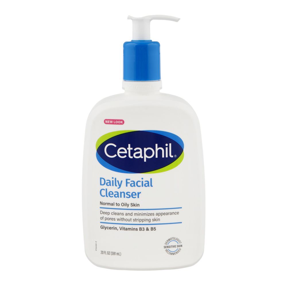Cetaphil Normal To Oily Skin Daily Facial Cleanser, Glycerin, Vitamin B3 & B5, For Sensitive Skin, 591ml - Main Image