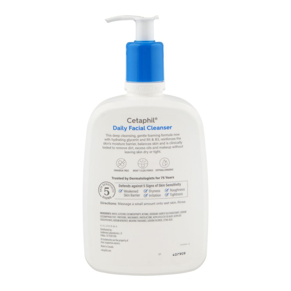 Cetaphil Normal To Oily Skin Daily Facial Cleanser, Glycerin, Vitamin B3 & B5, For Sensitive Skin, 591ml - Image 2