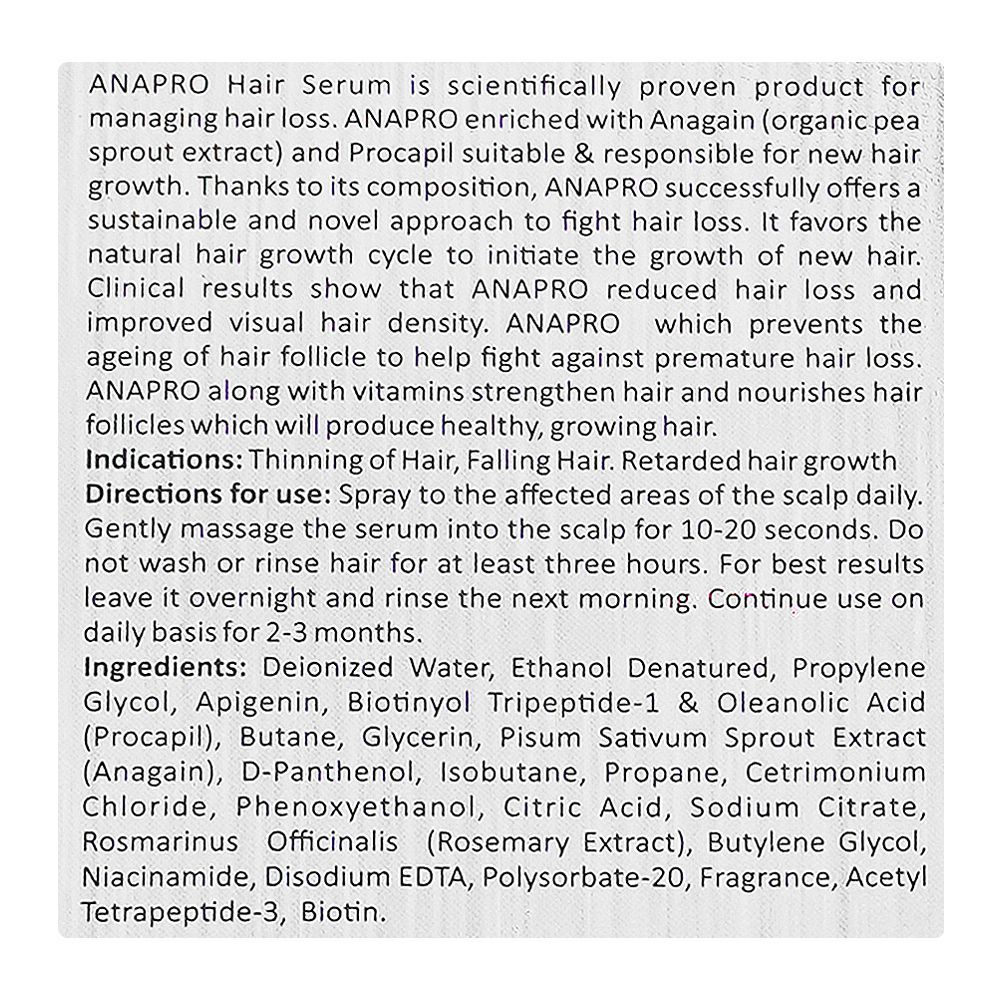 Anapro Anti DHT Hair Serum Spray, Re-grows Hair & Reduces Hair Loss, 50ml - Image 4