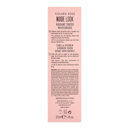 Golden Rose Nude Look Radiant Tinted Moisturiser Hydrating Skin Tint, SPF25, 01, Fair Tint - Image 3