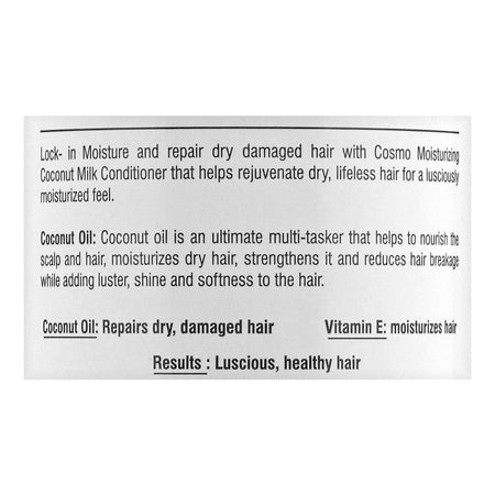 Cosmo Hair Naturals Moisturizing Coconut Milk Conditioner, Reduces Seasoning Dryness, 480ml - Image 3