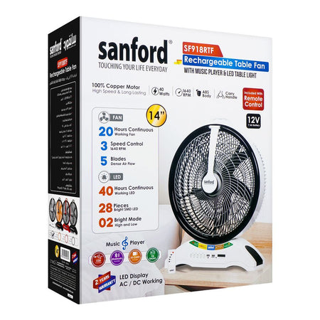 Sanford Rechargeable Table Fan, 14 Inches, 40W, SF-918RTF - Image 2