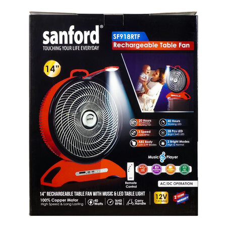 Sanford Rechargeable Table Fan, 14 Inches, 40W, SF-918RTF - Image 3