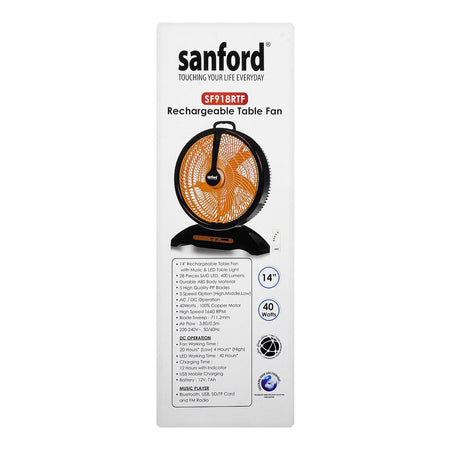 Sanford Rechargeable Table Fan, 14 Inches, 40W, SF-918RTF - Image 5