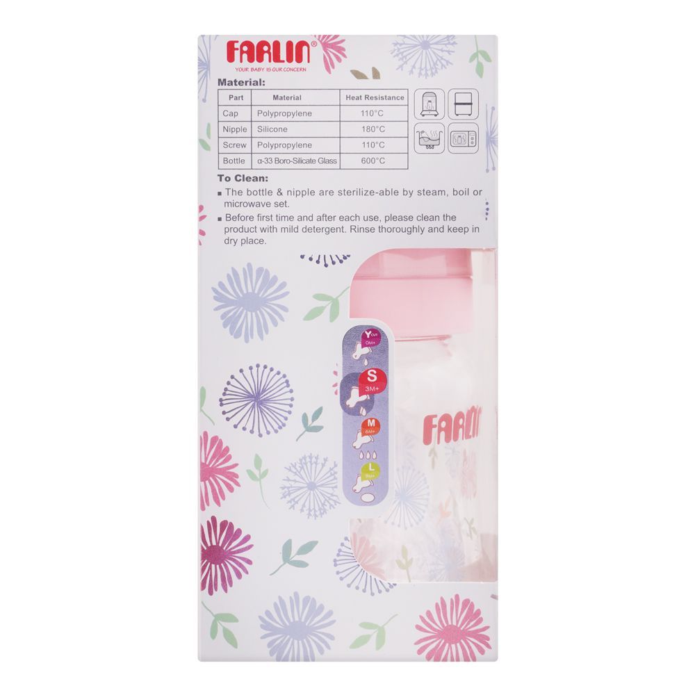 Farlin Wide Neck A-33 Glass Feeding Bottle, 120ml, AB-32005-G - Image 3