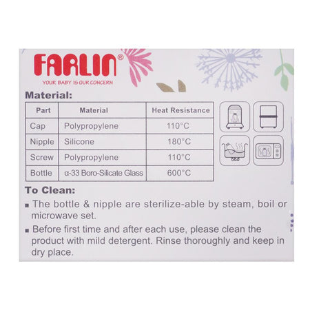 Farlin Wide Neck A-33 Glass Feeding Bottle, 120ml, AB-32005-G - Image 6