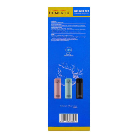 Homeatic Steel Water Bottle, 400ml Capacity, Green, KD-8003 - Image 6