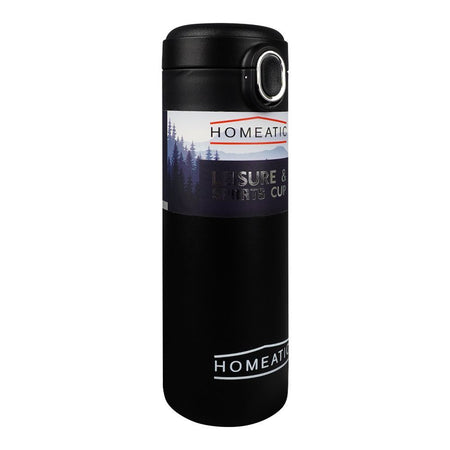 Homeatic Steel Water Bottle, 400ml Capacity, Black, KD-8003 - Main Image