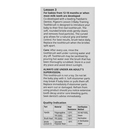 Pigeon Lesson 3 Baby Training Toothbrush, Blue, K78340-1 - Image 4