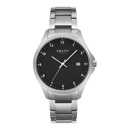Obaku Women's Chrome Round Dial & Bracelet With Black Background Analog Watch, V272LDTBST - Main Image