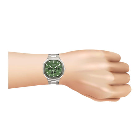 Obaku Men's Denmark Chrome Square Dial & Green Background With Two Tone Bracelet Chronograph Watch, V275gCESC - Image 2