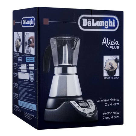 DeLonghi Alicia Plus Electric Moka Coffee Machine, Black/Silver, EMKP42.B - Image 3