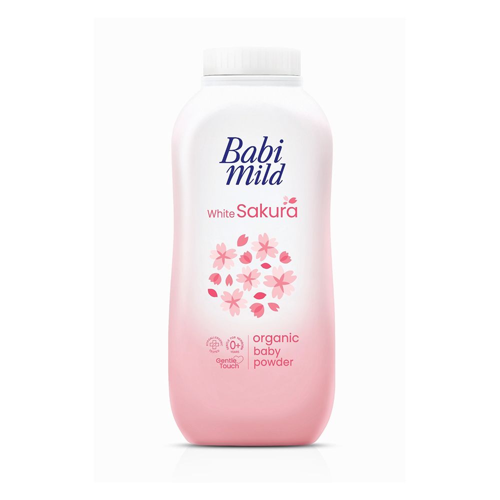 Babi Mild White Sakura Organic Baby Powder, Gentle For Newborn/0+ Years, Hypoallergenic Tested, 160g - Main Image