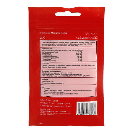 Herbion Linkus Nova Cherry Flavour, 8 Lozenges - Image 2