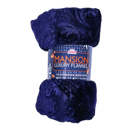 Plushmink Mansion Flannel Double Bed Blanket, Blue - Image 2