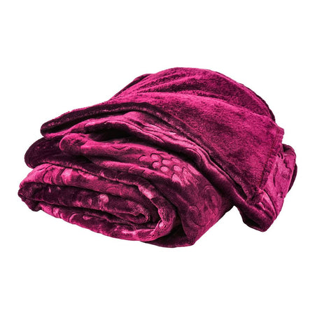 Plushmink Mansion Flannel Double Bed Blanket, Purple - Main Image