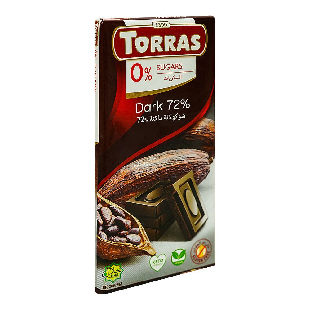 Torras Sugar Free 72% Dark Chocolate, 75g - Main Image