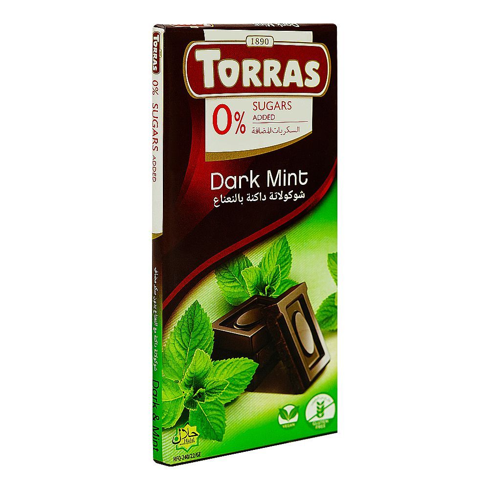 Torras Sugar Free Dark & Mint Chocolate, 75g - Main Image