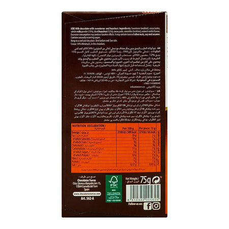 Torras Sugar Free Milk & Hazelnut Chocolate, 75g - Image 2