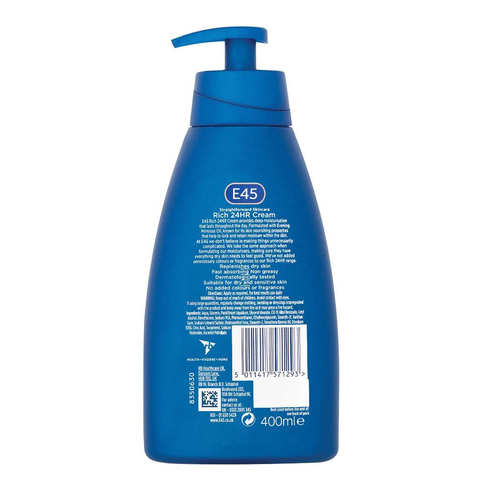 E-45 Fast Absorbing Rich 24-Hour Cream, For Dry Skin, 400ml - Image 2