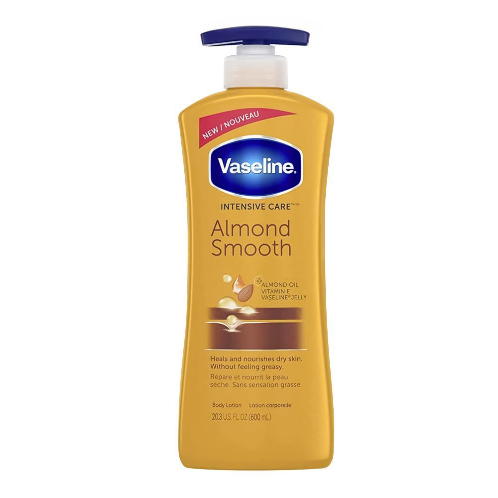 Vaseline Intensive Care Almond Smooth Body Lotion Pump, For Dry Skin, 600ml - Image 2
