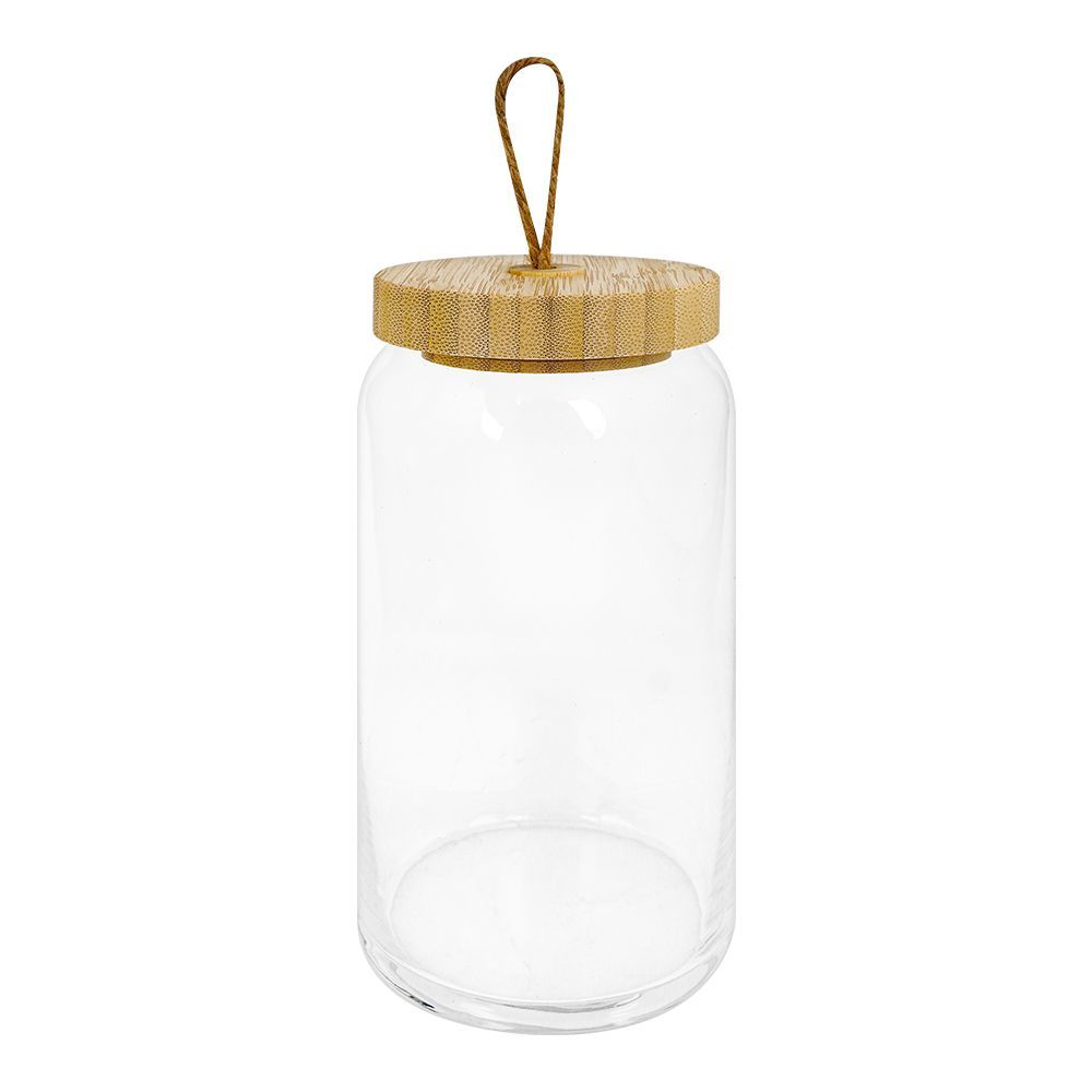 Pasabahce Glass Jar With Wood lid, Glass Storage Containers, 7 Inches, 43593 - Main Image