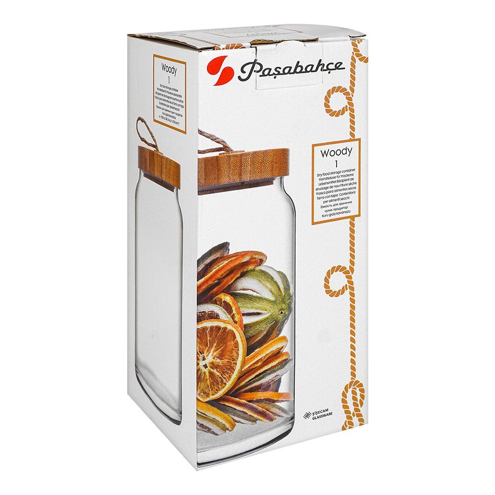 Pasabahce Glass Jar With Wood lid, Glass Storage Containers, 7 Inches, 43593 - Image 2