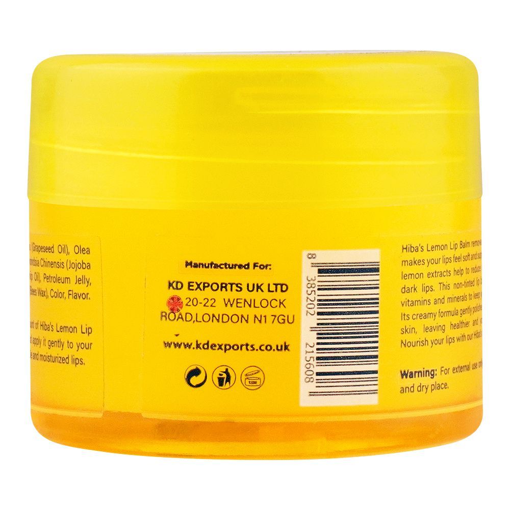 Hiba's Collection Lemon Lip Balm, Best For Cracked Lips, 15ml - Image 2