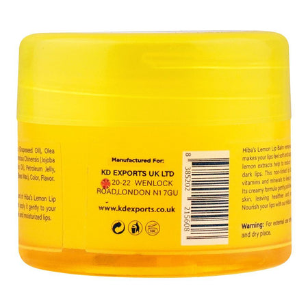 Hiba's Collection Lemon Lip Balm, Best For Cracked Lips, 15ml - Image 2
