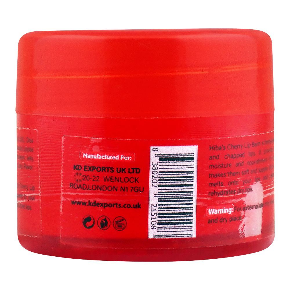 Hiba's Collection Cherry Lip Balm, Best For Cracked Lips, 15ml - Image 2