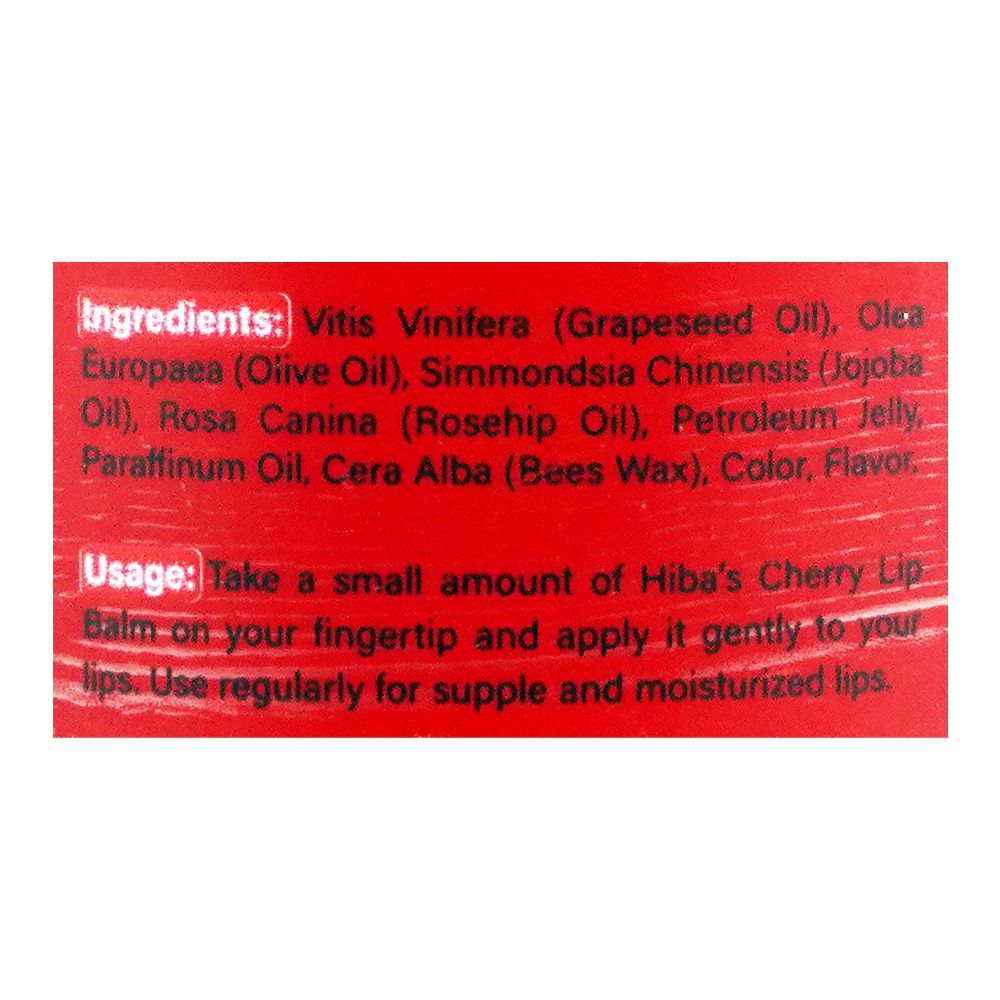 Hiba's Collection Cherry Lip Balm, Best For Cracked Lips, 15ml - Image 3