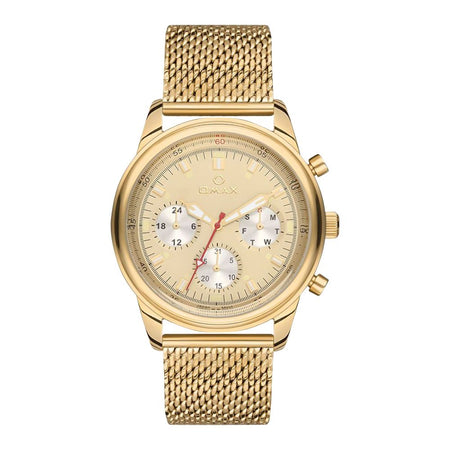 Omax Men's Yellow Gold Round Dial With Bracelet Chronograph Watch, VC01G31Y - Main Image